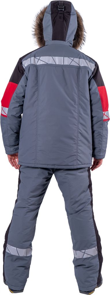 Куртка ХАЙ-ТЕК SAFETY утеплённая, серый-красный-черный