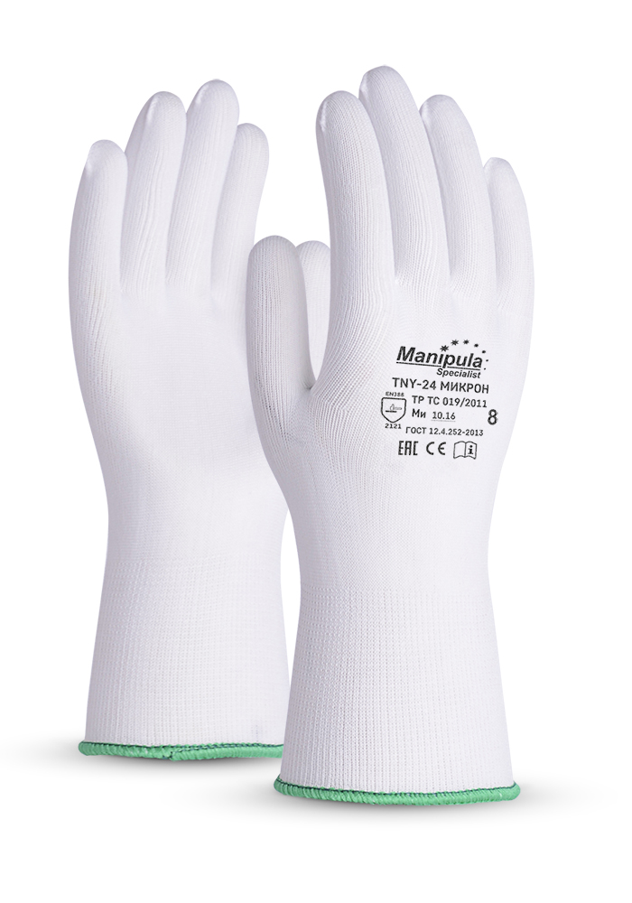 Перчатки МИКРОН, (TNY-24), нейлон, белые