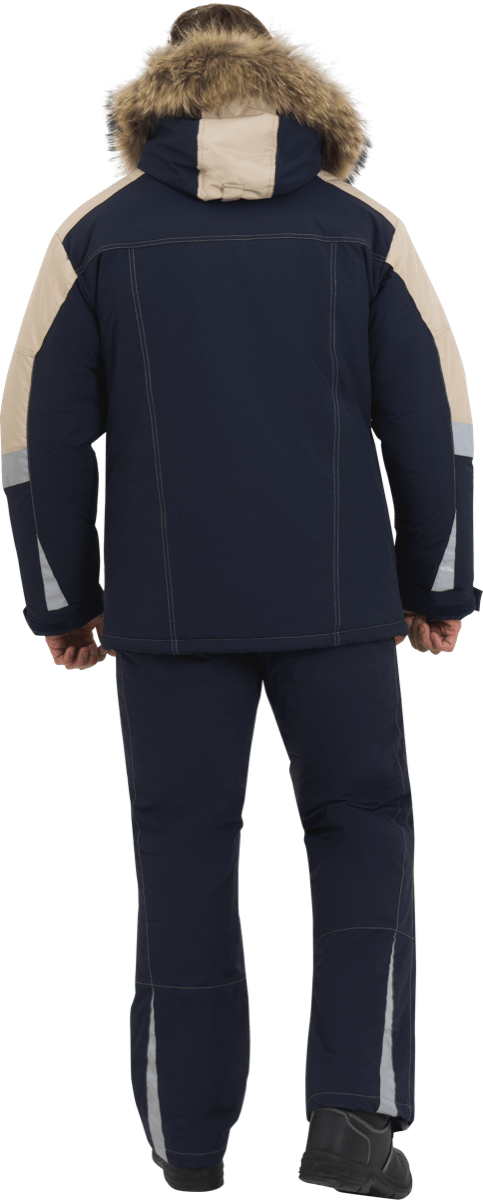 Куртка ХАЙ-ТЕК утеплённая, синий-бежевый