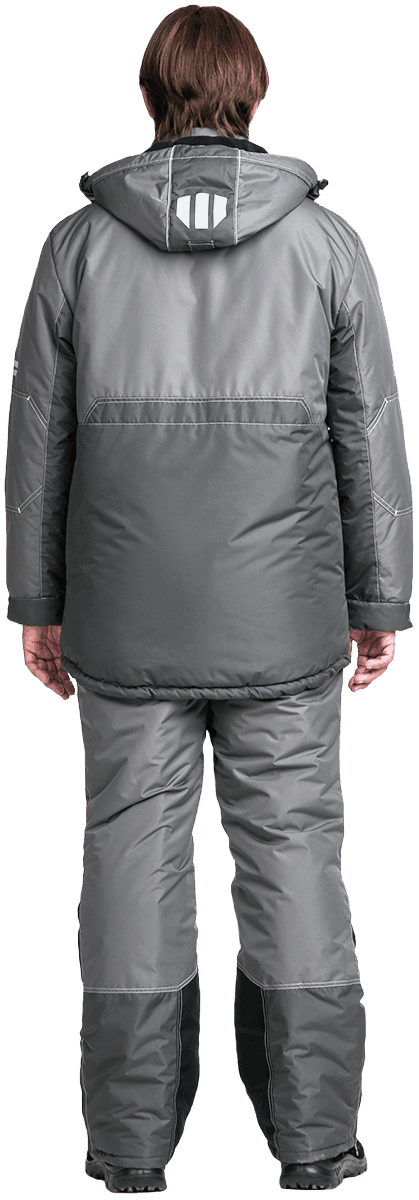 Куртка ЭДВАНС утеплённая, серый-т.серый-лимонная отделка